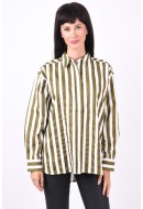 Camasa Dama Selected Slflotte Striped bumbac Martini Olive Stripes